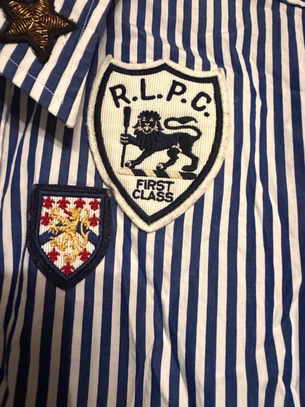 Polo by Ralph Lauren Navy and White Striped Badge Button-Down Shirt - Picture 5 of 6
